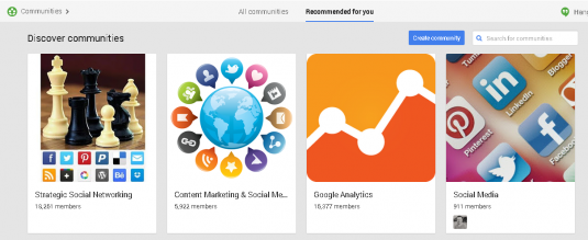 Google + Recommends Communities