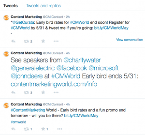 large tweets from content marketing institute