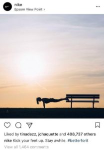 screenshot of Nike instagram pic of woman doing push-ups on a bench