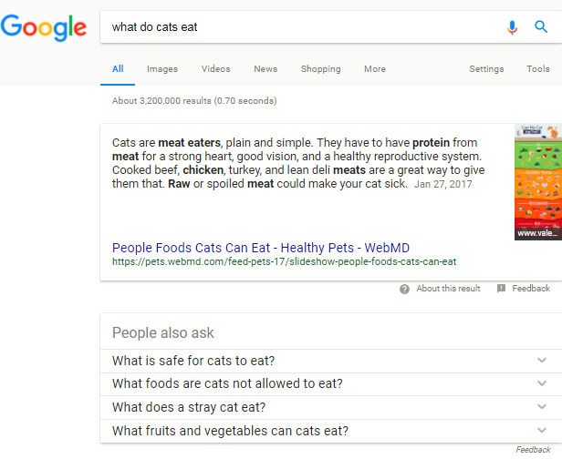 screenshot of google query