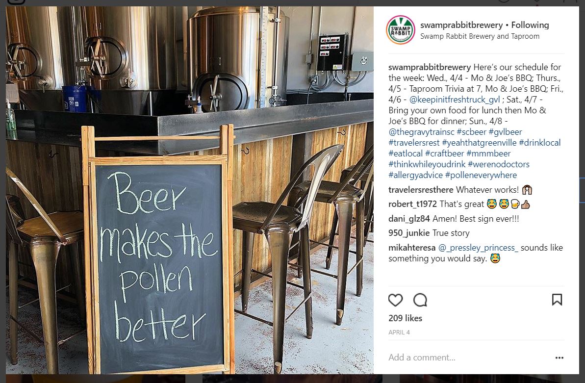 swamp rabbit brewery instagram